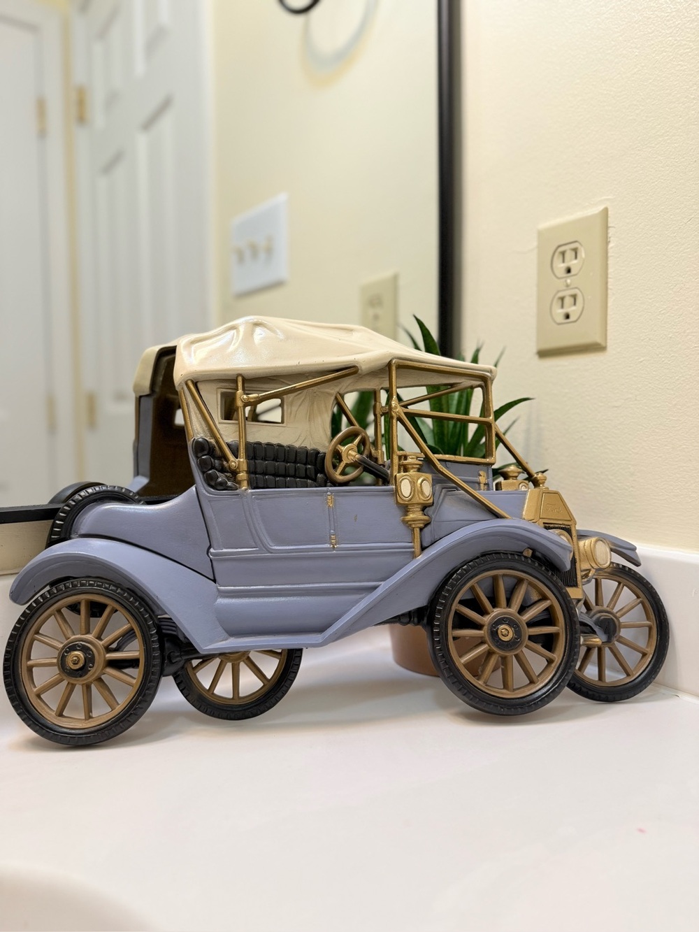 Vintage 1977 Burwood Products Model T Blue Car Wall Hanging Decor Plaque